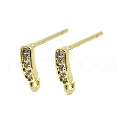 Brass Micro Pave Cubic Zirconia Stud Earring Findings KK-U072-42G-1