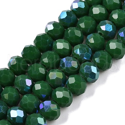 Electroplate Opaque Solid Color Glass Beads Strands EGLA-A044-P6mm-L09-1