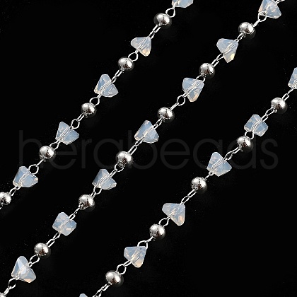 Handmade Brass & Glass Bead Chains CHC-L051-03P-01-1