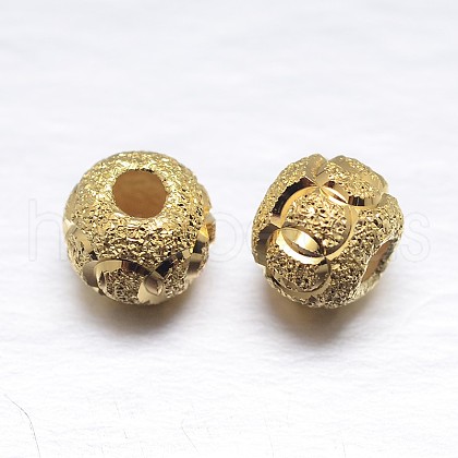 Real 18K Gold Plated Rondelle 925 Sterling Silver Textured Beads STER-M101-02-6mm-1
