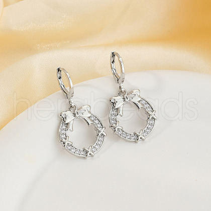 Elegant Brass Clear Cubic Zirconia Bowknot Hoop Earrings UQ7688-1