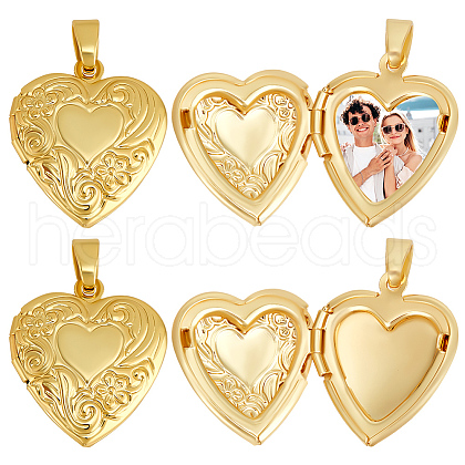 Beebeecraft 6Pcs Brass Locket Pendants KK-BBC0015-52-1