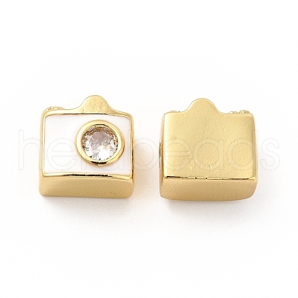 Brass Micro Pave Cubic Zirconia Beads KK-I699-02G-A-1