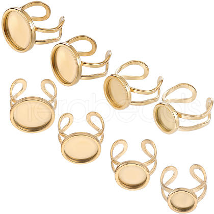 Beebeecraft 8Pcs 4 Size 201 Stainless Steel Cuff Ring Findings RJEW-BBC0001-11-1