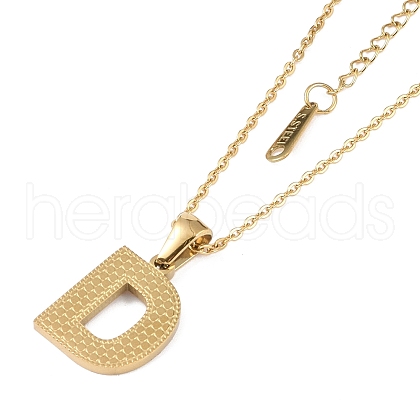 Ion Plating(IP) Initial Letter 304 Stainless Steel Pendant Necklaces NJEW-M199-01G-D-1