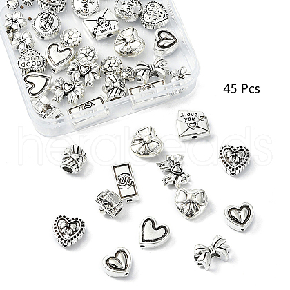 45Pcs 15 Styles Tibetan Style Alloy Beads FIND-YW0006-27-1