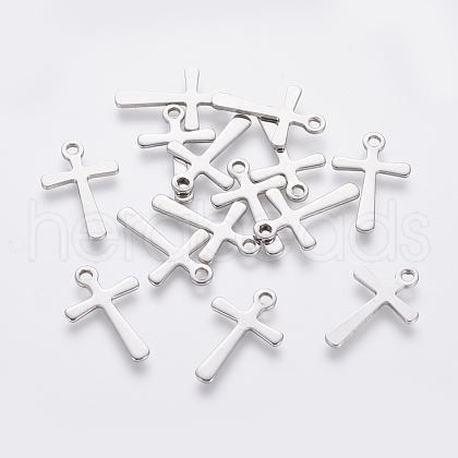 Tarnish Resistant 201 Stainless Steel Tiny Cross Charms STAS-L233-081P-1