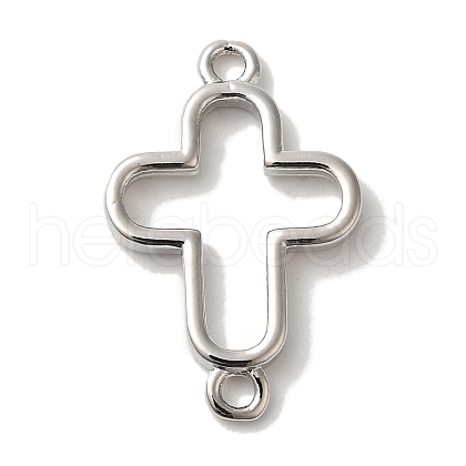 Rack Plating Brass Cross Outline Connector Charms Links KK-U027-05P-1