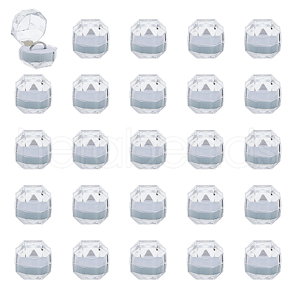 DICOSMETIC 50Pcs Octagonal Transparent Plastic Ring Boxes OBOX-DC0001-02A-1