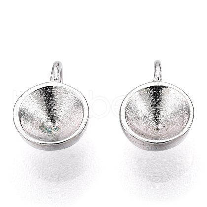 Rhodium Plated 925 Sterling Silver Charms Rhinestone Settings STER-T004-57P-1