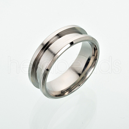 Non-Tarnish 201 Stainless Steel Grooved Finger Ring Settings MAK-I017-01C-S-1