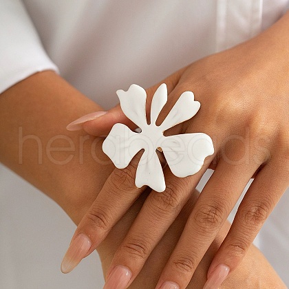 Adjustable Iron Enamel Cuff Rings for Women RJEW-V003-02G-01-1