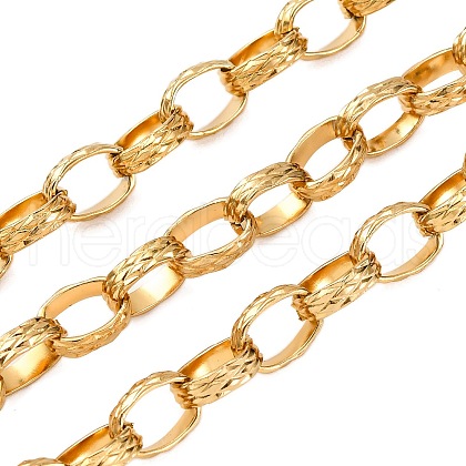 304 Stainless Steel Textured Rolo Chains STAS-P386-08G-1