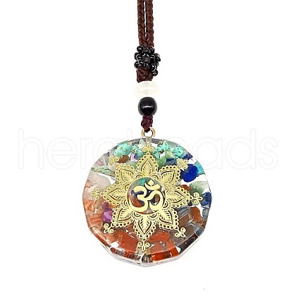 Resin & Natural & Synthetic Mixed Gemstone Pendant Necklaces OG4289-15-1
