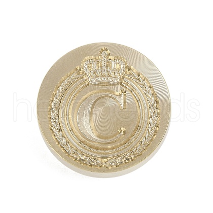 Golden Tone Crown Initial Wax Seal Brass Stamp Heads AJEW-A065-01C-1