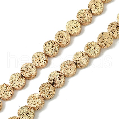 Electroplated Natural Lava Rock Beads Strands G-I360-M01-02-1