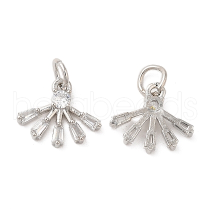 Rack Plating Brass Pave Clear Cubic Zirconia Sun Charms with Jump Ring KK-Z026-05P-1
