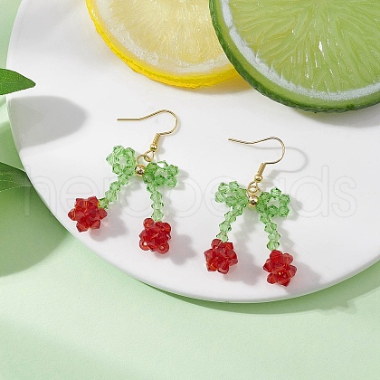 Cherry Glass Dangle Earrings EJEW-JE06424-1