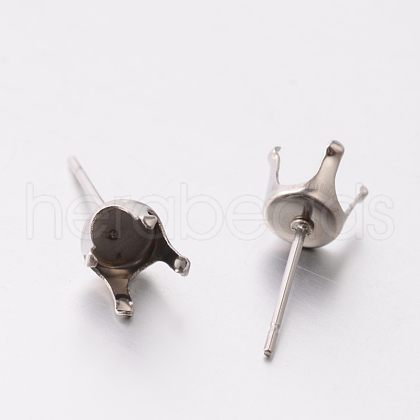 Tarnish Resistant 304 Stainless Steel Post Stud Earring Settings STAS-E074-20-1