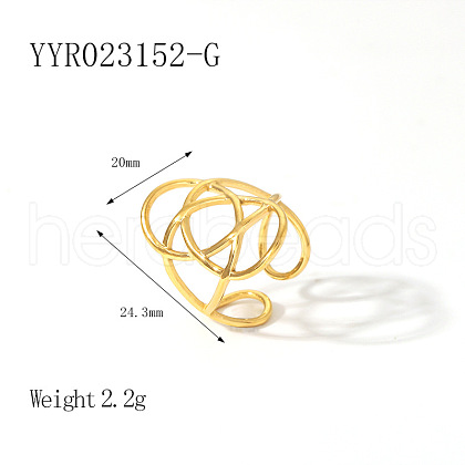 Vintage Stainless Steel Open Cuff Rings Simple Luxury Fashion Accessory DJ6365-1-1