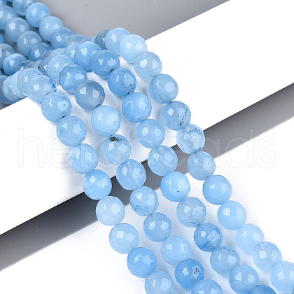 Dyed Natural White Jade Beads Strands G-T139-8mm-60-15-1