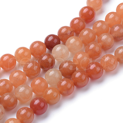 Natural Red Aventurine Bead Strands G-R345-8mm-46-1