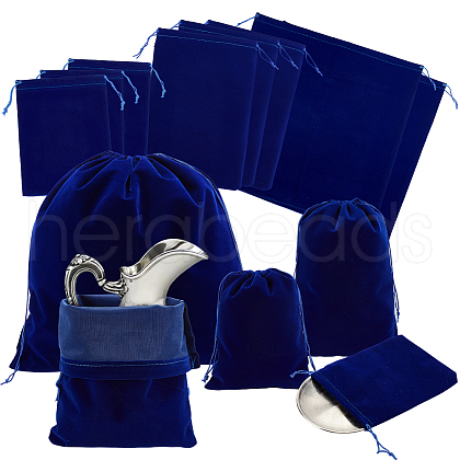 AHADERMAKER 12Pcs 3 Styles Velvet Jewelry Drawstring Gift Bags TP-GA0001-01-1