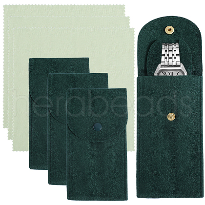Beebeecraft 3 Sets Rectangle Velvet Single Watch Storage Bags ABAG-BBC0001-12D-1