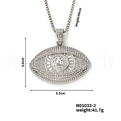 Alloy Rhinestones Evil Eye Pendant Necklace AQ7496-2-1