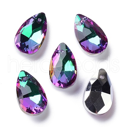 Faceted Teardrop Glass Pendants X-GLAA-O008-A21-1