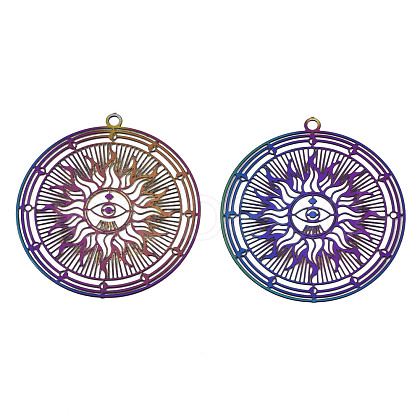 Ion Plating(IP) 201 Stainless Steel Filigree Pendants STAS-S118-026-1