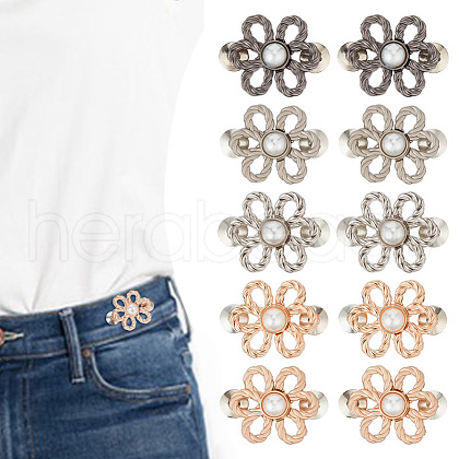 10Pcs 5 Colors Twisted Flower Shape Alloy Adjustable Jean Button Pins DIY-FG0004-96-1