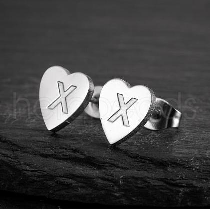 Heart 201 Stainless Steel Stud Earrings WGB8201-19-1