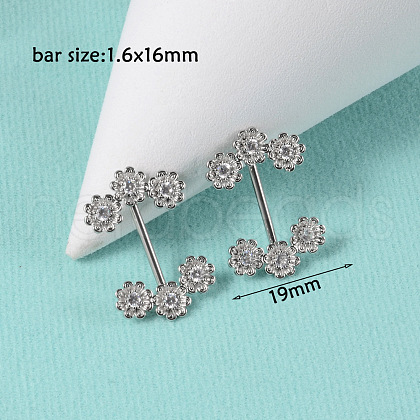 304 Stainless Steel Clear Cubic Zirconia Nipple Rings WG32E94-19-1