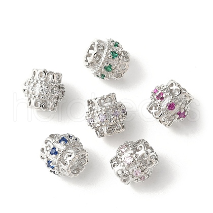 Brass Micro Pave Cubic Zirconia Beads KK-U067-07P-1