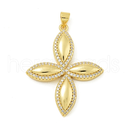 Rack Plating Brass Micro Pave Clear Cubic Zirconia Pendants KK-Z067-19G-1