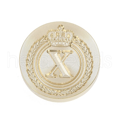 Golden Tone Crown Initial Wax Seal Brass Stamp Heads AJEW-A065-01X-1