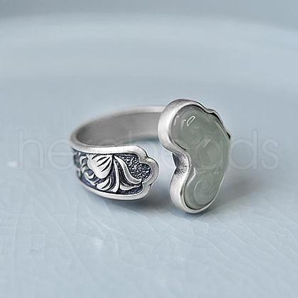 Retro Alloy & Resin Adjustable Open Cuff Rings for Women FS-WG9D7B1-01-1
