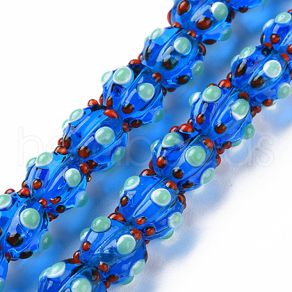 Transparent Handmade Bumpy Lampwork Beads Strands LAMP-T007-18-B09-1