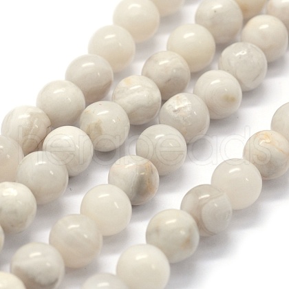 Natural White Crazy Agate Beads Strands G-G763-11-6mm-1