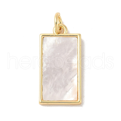 Brass Pave Natural White Shell Pendants KK-S522-05E-G-1