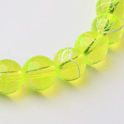 Drawbench Transparent Glass Round Beads Strands X-GLAD-Q012-8mm-07-1