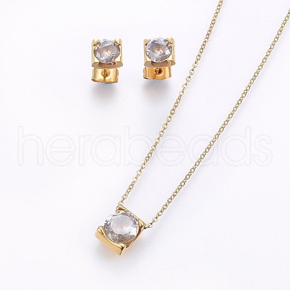 304 Stainless Steel Jewelry Sets SJEW-H133-01G-B-1