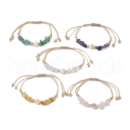 Gemstone Chip Braided Bead Bracelets BJEW-JB10833-1