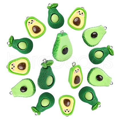 15Pcs 3 Styles Opaque Resin Fruit Pendants RESI-YW0001-72-1