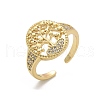 Brass Micro Pave Clear Cubic Zirconia Cuff Rings for Women RJEW-C126-04G-4