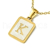 Ion Plating(IP) Rectangle with Initial Letter 304 Stainless Steel Pendant Necklace NJEW-R265-04G-K-1