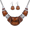 Trapezoid Alloy Resin Pendant Necklaces & Dangle Earrings Sets FS-WG8D8C4-02-2