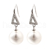 925 Sterling Silver Clear Cubic Zirconia Triangle with Round Dangle Stud Earrings EJEW-L300-02P-4