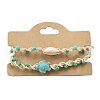Natural Shell & Synthetic Turquoise Braided Bead Bracelets BJEW-Z075-01-2